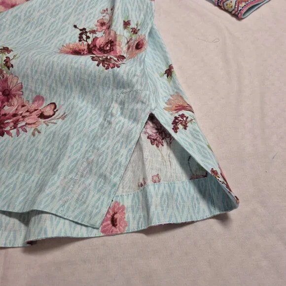 John Mark Women's Size S Floral Print Embroidered and Beaded Tunic Blue Pink (53 - Picture 8 of 14